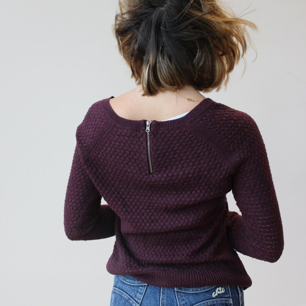 American Eagle Cable Knit Long Sleeve Sweater - Pl